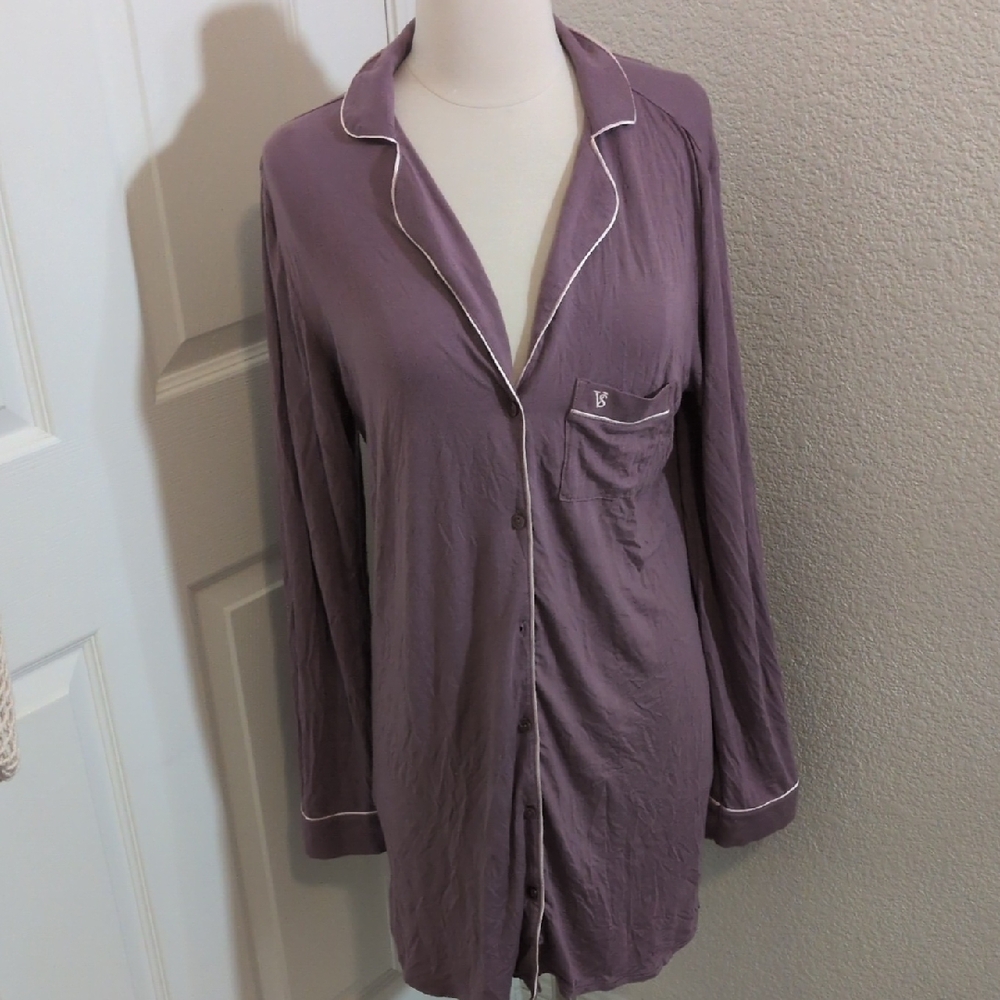 ✅Victoria's Secret Classic Sleep Shirt Dress Muave Pink Purple Super Soft VS